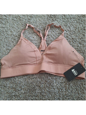 NWT REI Co-op Active Bralette Racerback Wireless Bra Sz M Mulberry Taupe Tan Bra